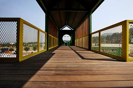 Exterior bamboo decking used in walkway