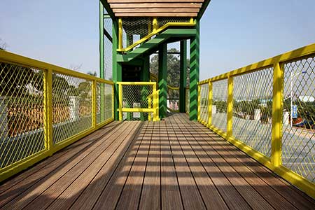 Exterior bamboo decking used in walkway