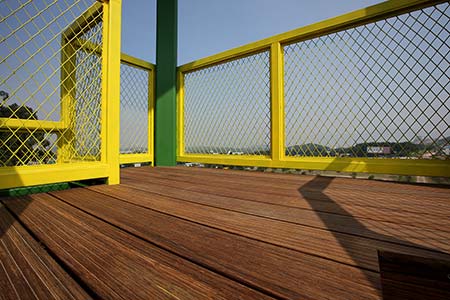 Outdoor bamboo decking used in walkway