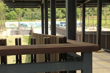 Closeup of bamboo railing