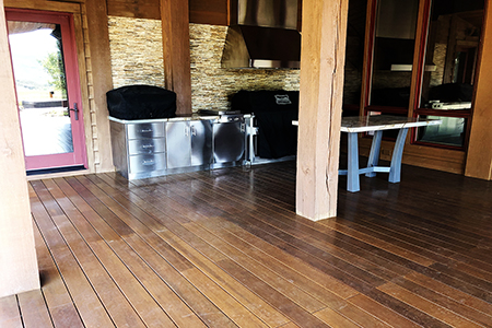Brooke Staples, a contractor in Park City, Utah build this beautiful deck with Epic Cognac Fused Bamboo® Decking, bamboo for the exterior use.