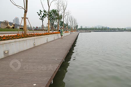 Exterior walkway made of dassoXTR fused bamboo decking