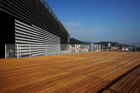 Outdoor bamboo decking by dassoXTR at Wanke Headquarters in Shenzhen, China
