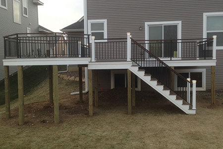 View from backyard of private deck constructed with dassoXTR fused bamboo decking