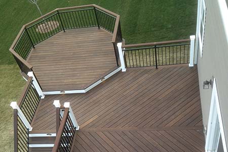 Aerial view of deck constructed with dassoXTR fused bamboo decking