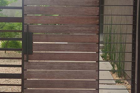 Bamboo decking planks used to create a gate