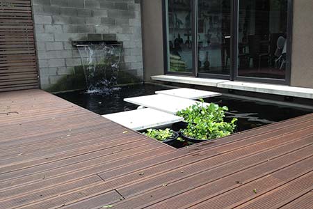Bamboo decking installation in front of TaC Studios Offices