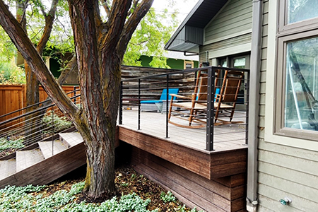 Chris Ashcraft from A1 Decks built and design this 300 sf decking using Classic Espresso Fused Bamboo®