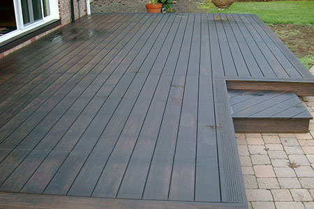 Backyard patio at private residence constructed with dassoXTR fused bamboo decking